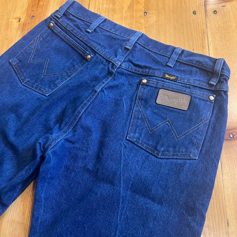 Wrangler 13MWZ Cowboy Cut Rigid Denim Jeans Indigo Blue 35x30 High Rise Straight